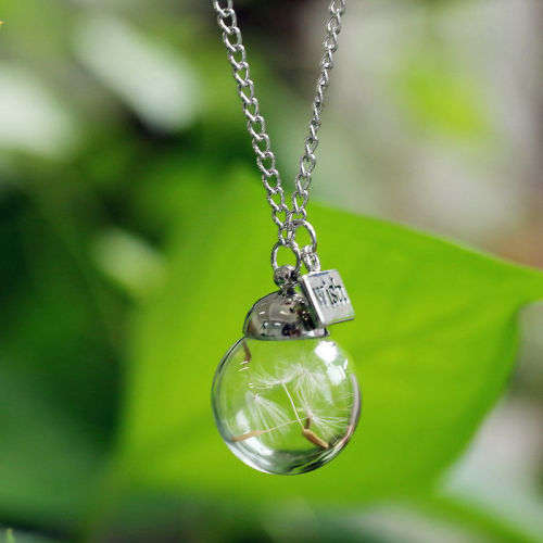 Delightful Handmade Real Dandelion Seeds Pendant Necklace