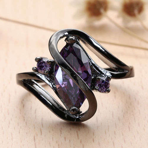 Charming 10kt Black Gold Filled Amethyst Ring Size 6 US (February Birthstone)