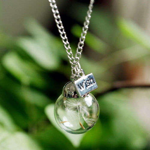 Delightful Handmade Real Dandelion Seeds Pendant Necklace