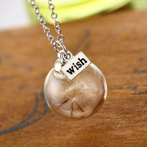 Delightful Handmade Real Dandelion Seeds Pendant Necklace