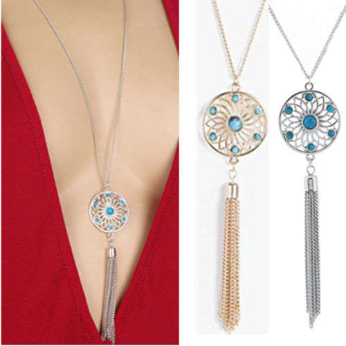 Foxy Retro Silver Turquoise Necklace