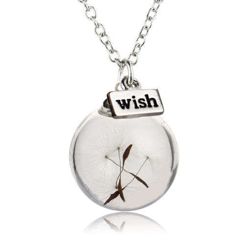 Delightful Handmade Real Dandelion Seeds Pendant Necklace