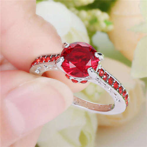 Divine 10kt White Gold Filled Ring WIth Ruby size 6 US (July Birthstone)