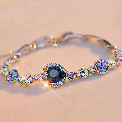 Stunning White Gold Filled Blue Heart Bracelet (Perfect for Valentines Day)
