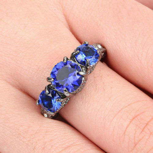 Gorgeous Black Gold Filled Sapphire Ring Size 7 US (September Birthstone)
