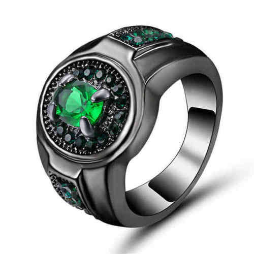 Amazing 18kt Black Gold Filled Emerald Ring Size 7 US (May Birthstone)