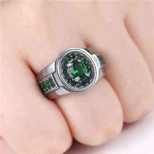 Amazing 18kt Black Gold Filled Emerald Ring Size 7 US (May Birthstone)