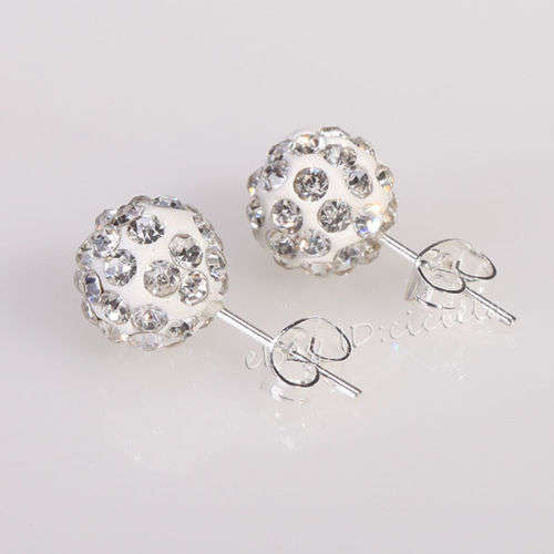 Beautiful Sparkle Round Crystal Ball Beads Earrings