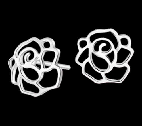 Beautiful Silver Rose Earrings