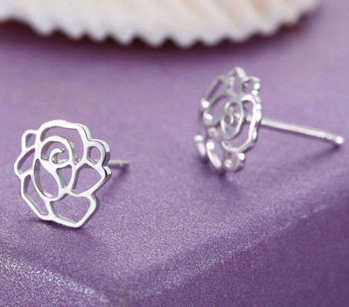 Beautiful Silver Rose Earrings