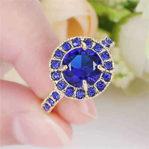 Gorgeous 10KT Yellow Gold Filled Ring With Blue Sapphire Size 7 US
