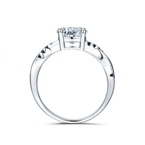 GORGEOUS! Solid 925 Sterling Silver Black Awn Ring With 1,38ct Simulated Diamond Size 7 US