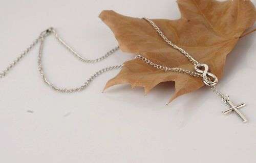 MAGNIFICENT!!!  White Gold Filled Infinity And Cross Necklace