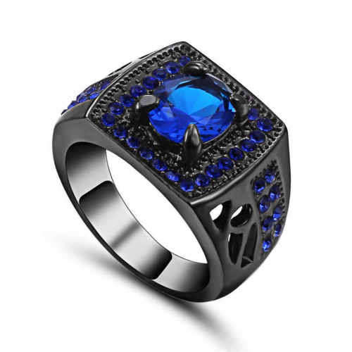 GORGEOUS!!! Black Gold Filled Sapphire Ring Size 8 US (September Birthstone)