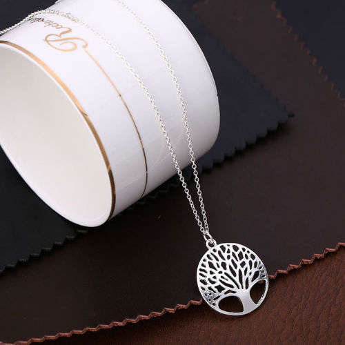 MARVELOUS!!! White Gold Filled Tree Of Life Necklace And Earrings Set