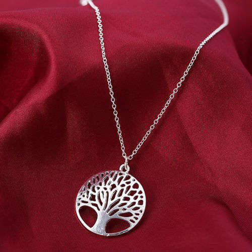 MARVELOUS!!! White Gold Filled Tree Of Life Necklace And Earrings Set