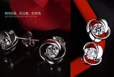 SPLENDID!! 925 Silver Earrings With Simulated Diamonds (April Birthstone)