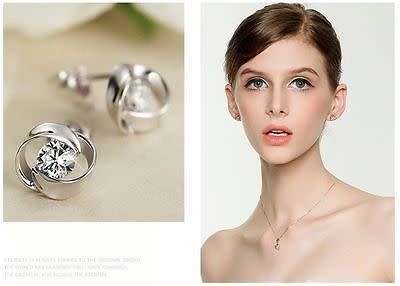 SPLENDID!! 925 Silver Earrings With Simulated Diamonds (April Birthstone)