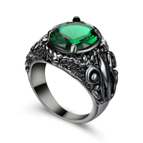 AMAZING!! 18kt Black Gold Filled Emerald Ring Size 7 US (May Birthstone)