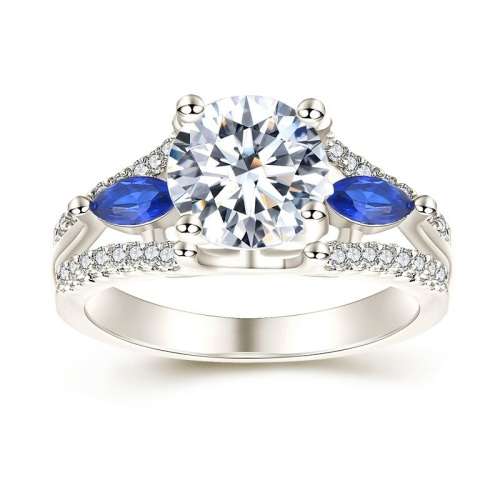 GORGEOUS!!  Ring With 33 Simulated Diamonds And Sapphires Size 6 US