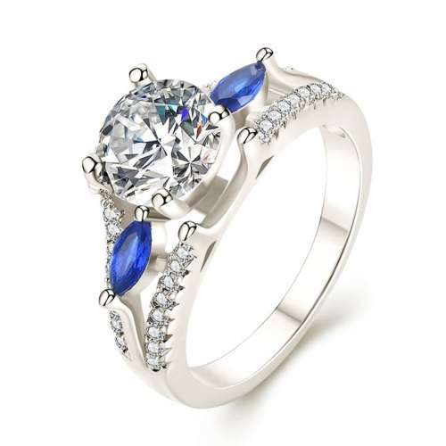 GORGEOUS!!  Ring With 33 Simulated Diamonds And Sapphires Size 6 US
