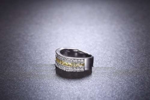 White Gold Filled Ring With Simulated Diamonds