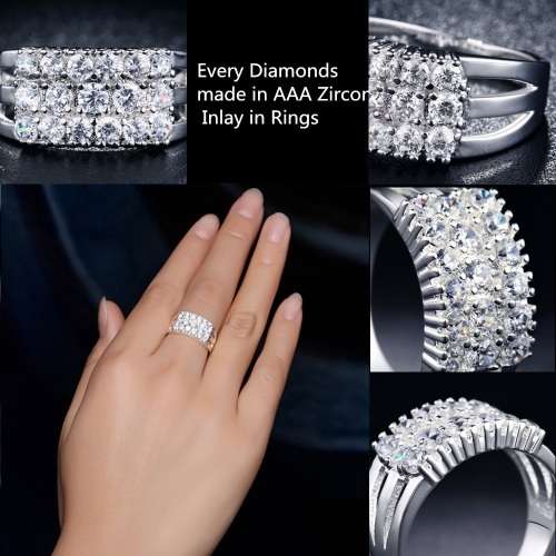 CAPTIVATING! Ring With 17 2,25ct Hand Crafted Simulated Diamonds Size 6 US