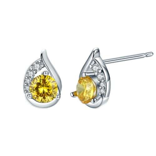 BEAUTIFUL! Simulated White And Yellow Diamond Stud Earrings