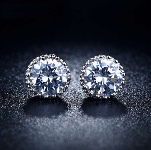 White Gold Filled 2,00ct Simulated Diamond Crown Earrings