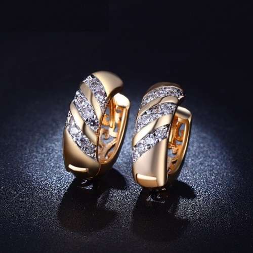 Yellow Gold Filled Simulated Diamond Hoop Earrings