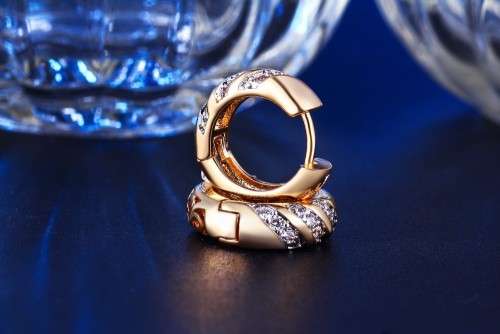 Yellow Gold Filled Simulated Diamond Hoop Earrings