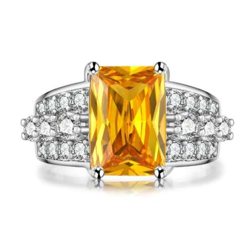SPLENDID! Ring With 22 Simulated White Diamonds And 1x Simulated Yellow Diamond Size 6 US