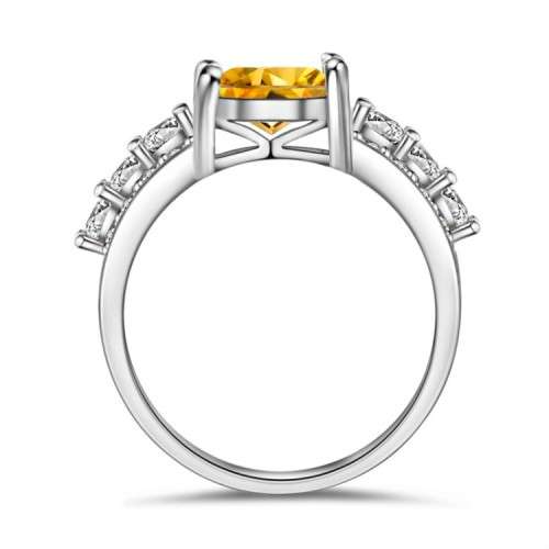 SPLENDID! Ring With 22 Simulated White Diamonds And 1x Simulated Yellow Diamond Size 6 US