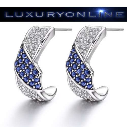 White Gold Filled Earrings With Simulated Diamonds And Sapphires
