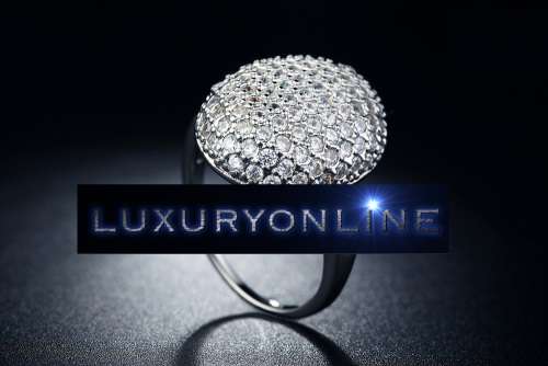 White Gold Filled Oval Ring With Simulated Diamonds