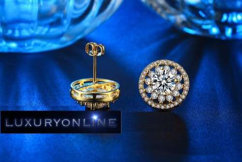 Yellow Gold Filled Simulated Diamond Button Earrings