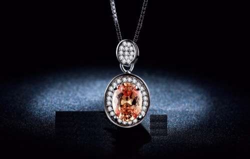 EXCUISITE!! Necklace With Handcrafted Simulated Diamonds And Simulated Citrine Stone
