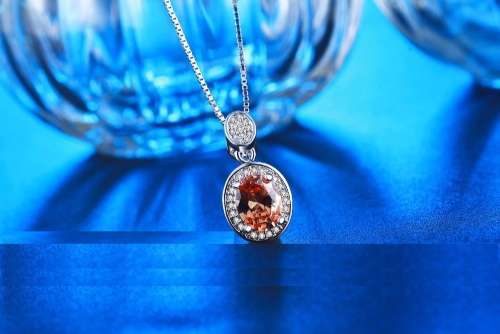 EXCUISITE!! Necklace With Handcrafted Simulated Diamonds And Simulated Citrine Stone