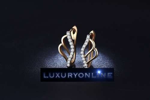 GORGEOUS! Leave Earrings With 10 0,25ct Simulated Diamonds