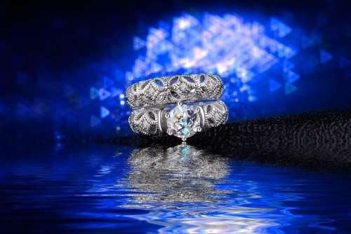 White Gold Filled Ring Set With 10 Simulated Diamonds