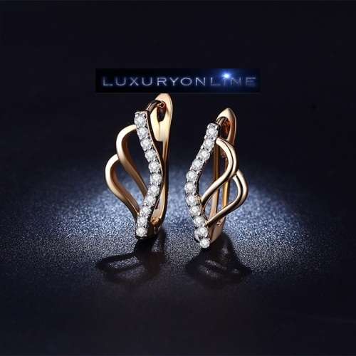 GORGEOUS! Leave Earrings With 10 0,25ct Simulated Diamonds