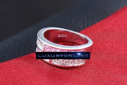 AMAZING! Ring With 12 Simulated White Diamonds And 10 Pink Simulated Diamonds Size 6; 7; 8; 9 US