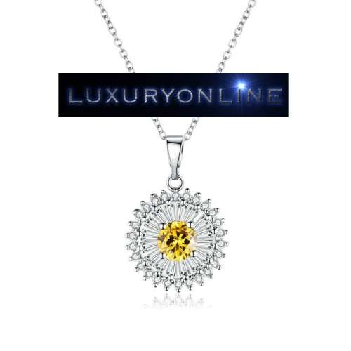 GORGEOUS!  Hand Crafted Simulated White Diamonds And Simulated Yellow Diamond Necklace