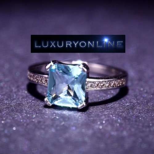 Simulated Aquamarine And 1,28ct Simulated Diamonds