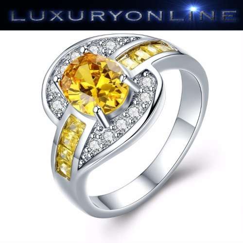 MARVELOUS! Ring With Simulated White And Yellow Diamonds Size 6;  8; 9 US