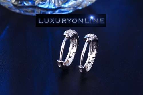 ELEGANT! Hoop Earrings With 10 Simulated Hand Crafted Diamonds