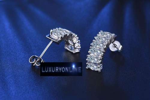 DAZZLING!  Drop  Earrings With 6 1,53ct Simulated Diamonds