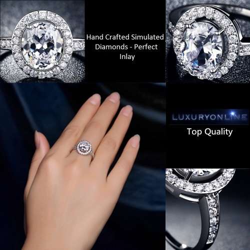 AMAZING! Ring With 32 2,00ct Hand Crafted Simulated Diamonds Size 6; 7 US