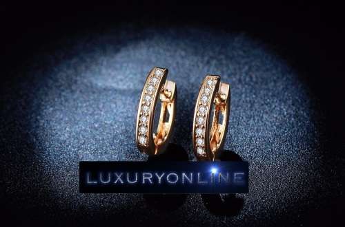 GORGEOUS! 13mm Hoop Earrings With 8 0,25ct Simulated Diamonds