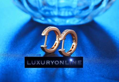 GORGEOUS! 13mm Hoop Earrings With 8 0,25ct Simulated Diamonds